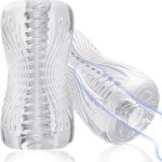 Male Masturbator Sex Toys - Adult Sex Toy , TPE Male Masturbation Sleeve, Penis Training Sex Toy for Men, 3D Realistic Texture Spiral Tunnel Stroker, Couple Sex Toys & Game (Clear)