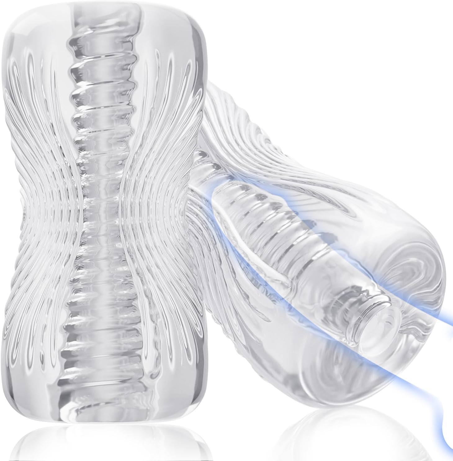 719HBiq1UL._AC_SL1500_.jpg Male Masturbator Sex Toys - Adult Sex Toy , TPE Male Masturbation Sleeve, Penis Training Sex Toy for Men, 3D Realistic Texture Spiral Tunnel Stroker, Couple Sex Toys & Game (Clear) - Image 1